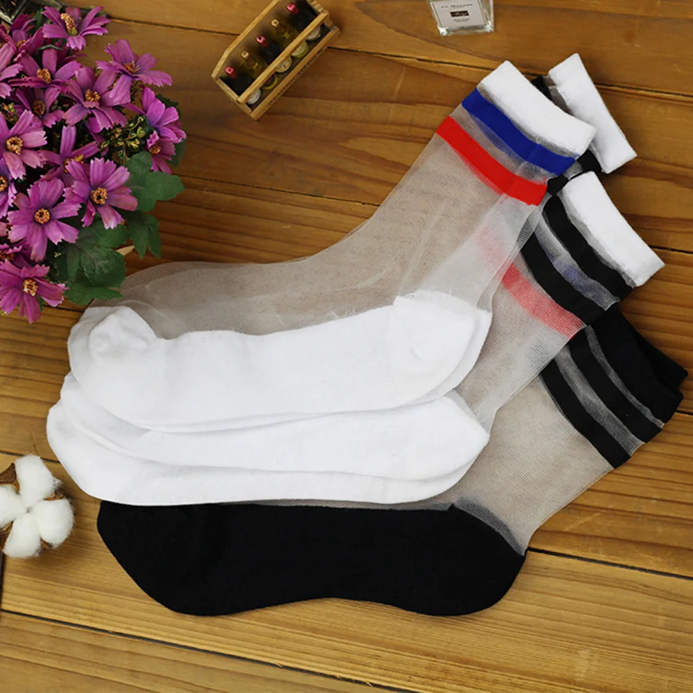 La MaxPa New Transparent Rainbow Short Socks Women Summer Thin Harajuku Ankle Hipster Art Low Cute Fmale Sox k515 | Женская одежда