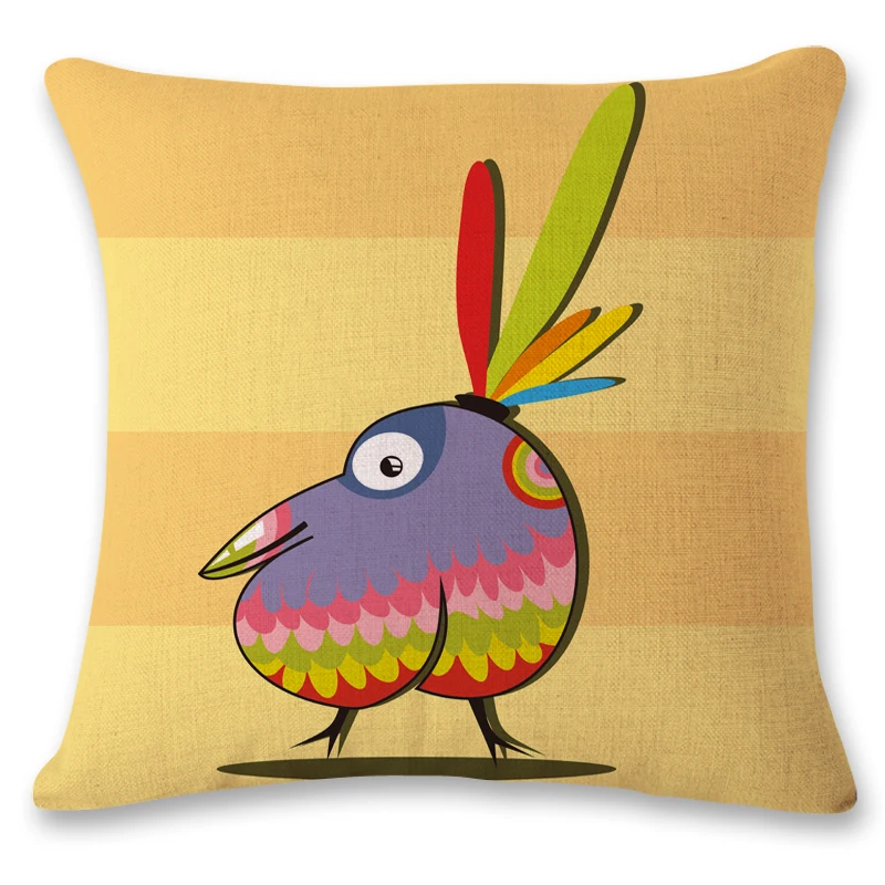 2019 New Cartoon cute bird Owl parrot office chair lumbar support pillow photo customized custom printed linen pillowcase | Дом и сад