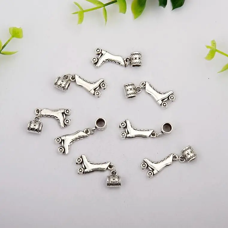 Хит антикварные серебряные роликовые коньки Очаровательная подвеска подходящий