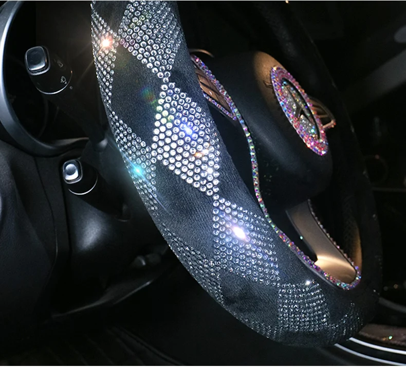 Bling Красочные Стразы Чехлы рулевого колеса автомобиля Алмазный кристалл крышка колеса для женщин девочек автомобильные аксессуары для интерьера