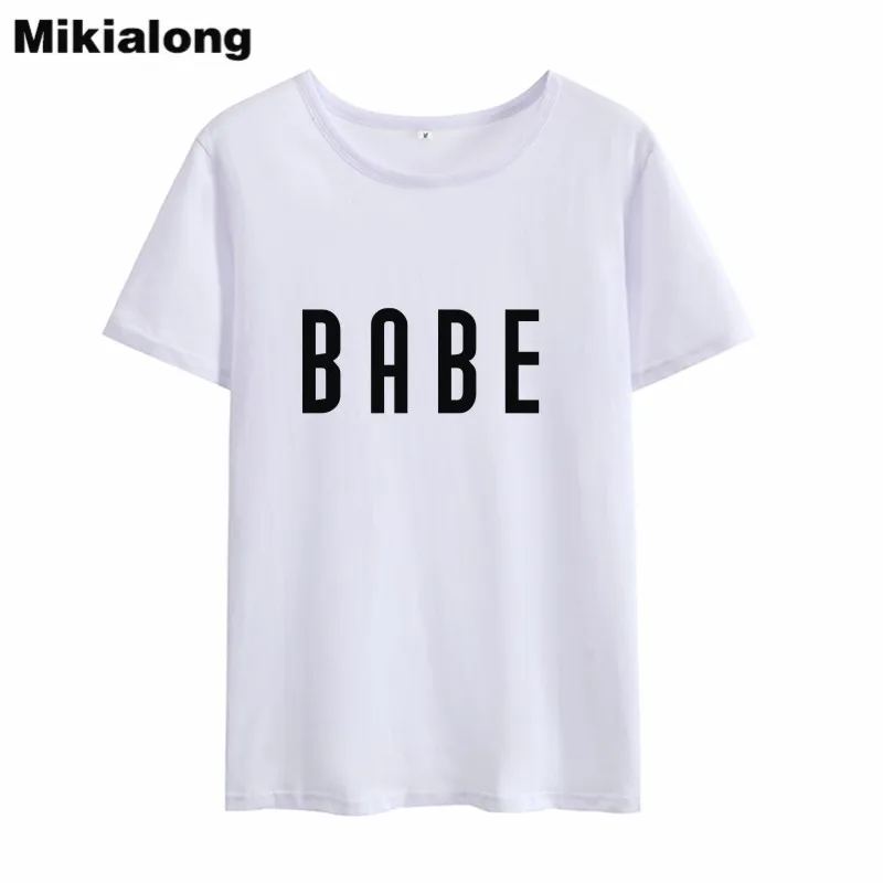 Женская футболка с коротким рукавом MIkialong Babe черная и белая из 100% хлопка лето 2018 |