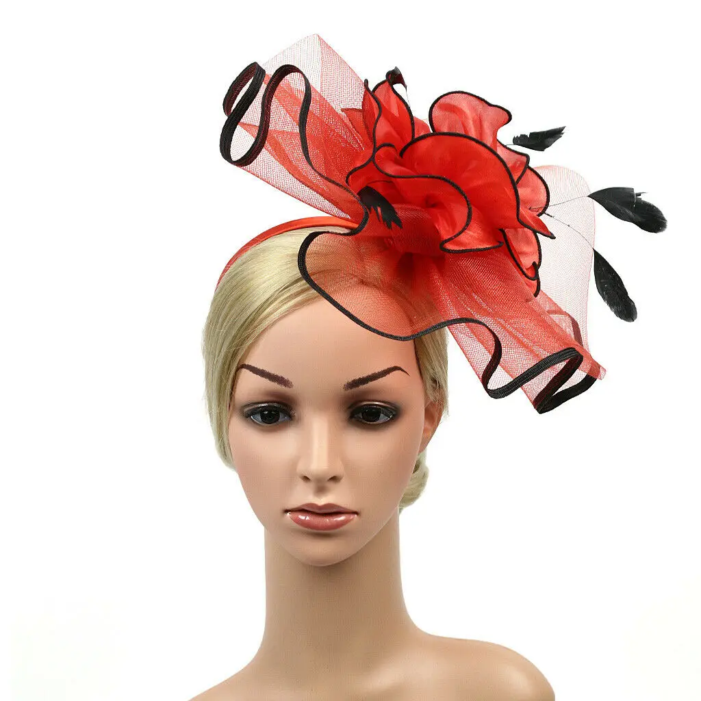 Женская вуалетка с перьями сетчатая шляпка цветочным принтом повязка на голову
