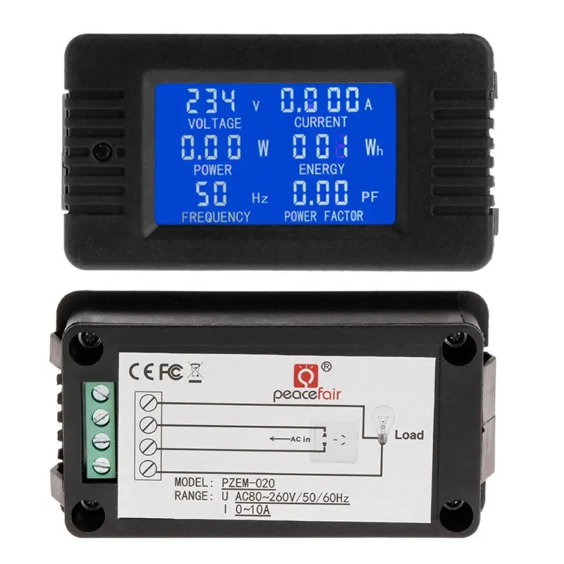 6in1 цифровой AC 80 ~ 260V Мощность с контролем энергии Напряжение ток кВтч Ватт метр 100A
