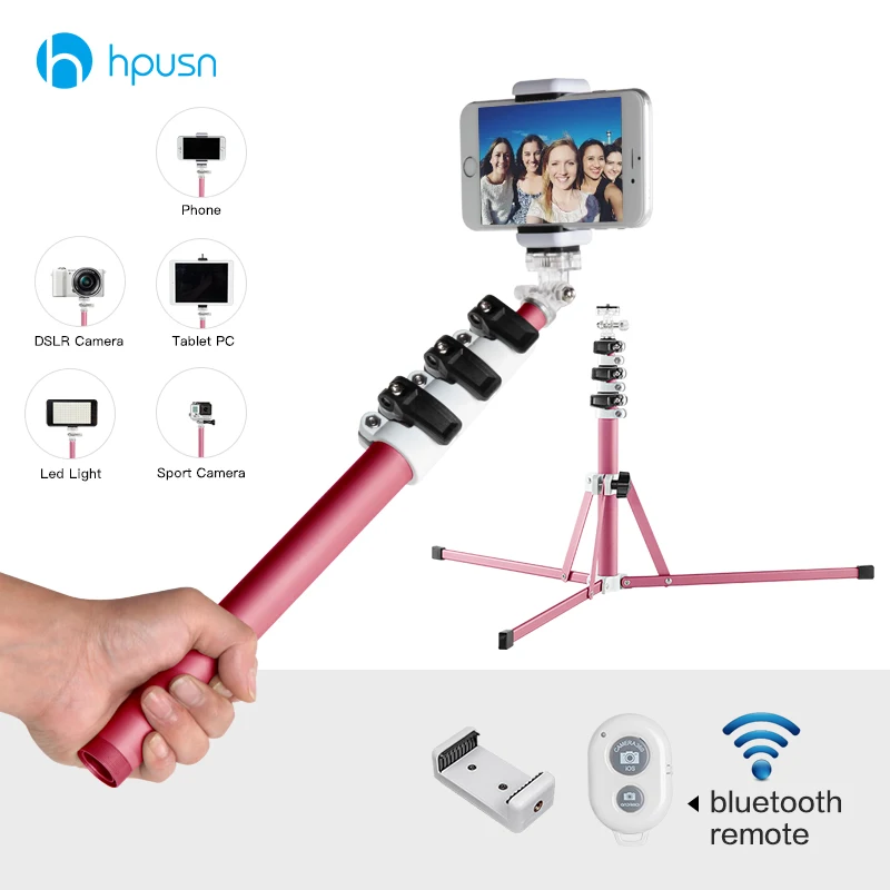 Hpusn фото портативный штатив открытый телефон Selfie Палку свет держатель ж/Bluetooth