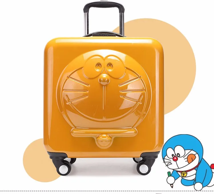 Новые детские Doraemon мультфильм багаж 3D машина кошка багаж ролики чемодан на колесиках