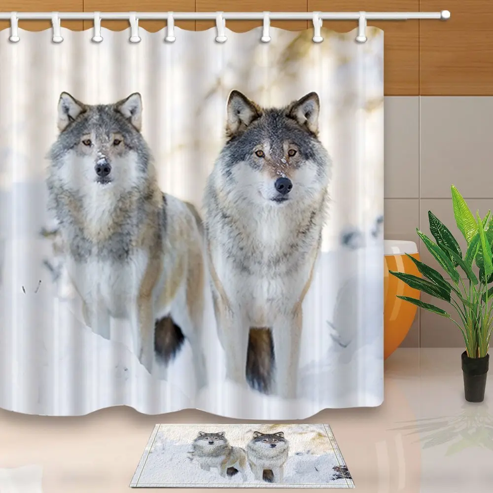 Снежный анимальный Декор Wolfs стоящий в лесах холодная зима водонепроницаемый