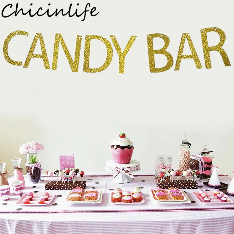 Chicinlife 1 набор золотые конфеты баннер бар день рождения детский душ свадьба