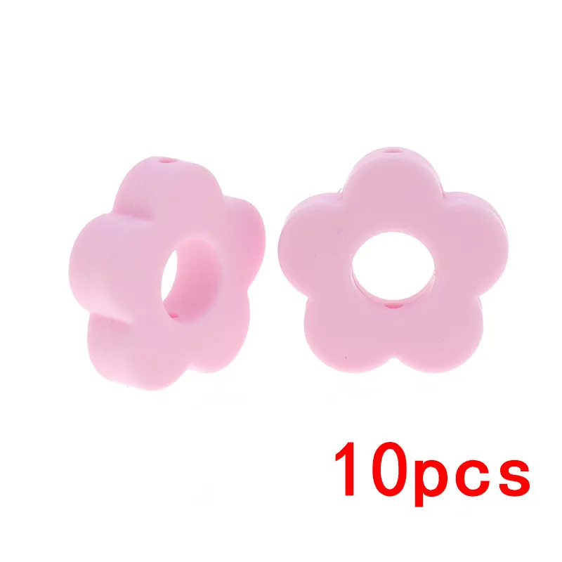 Baby pink67 10 шт. Детские Жевательные силиконовые бусины цветок DIY Детские Прорезыватели для зубов Бабочка ожерелье без БФА DIY держатель для соски аксессуары - Цвет: Baby pink67
