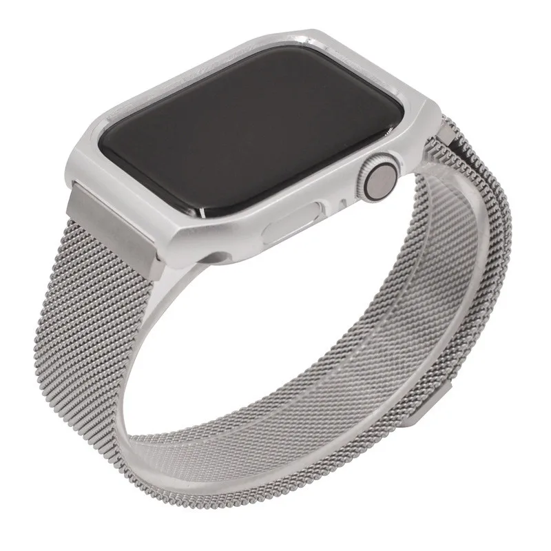 Milanese Loop band + case for Apple Watch 44mm 40mm Stainless Steel strap bracelet iwatch series 4 bands | Наручные часы
