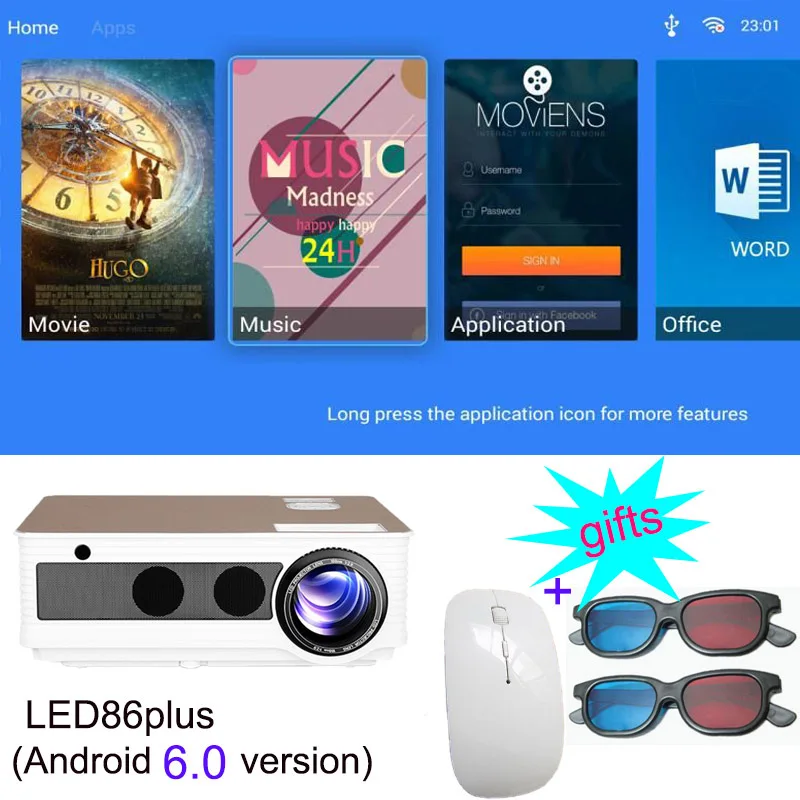 Android 6.0 White SmartIdea светодиодный 5000 люмен Full HD 3D кинопроектор домашний кинотеатр проектор видеоигры проектор Android 6,0 wifi Bluetooth опция - Цвет: Android 6.0 White