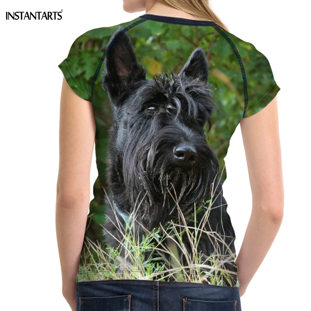 INSTANTARTS/милые женские летние футболки с 3D принтом собаки шотландского терьера