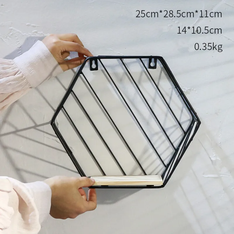 Скандинавский стиль ins дома шестиугольные железные декоративные полки