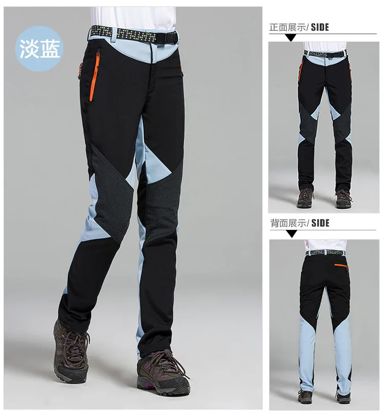 Light blue Открытый траверс Пешие прогулки Кемпинг лыжные брюки Софтшелл брюки водонепроницаемый ветрозащитный тепловой для женщин - Цвет: Light blue