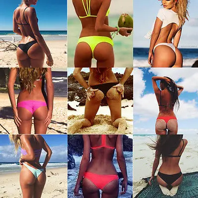 Бразильские Танга Бикини 2019 женский купальник с большим бантом дно бикини