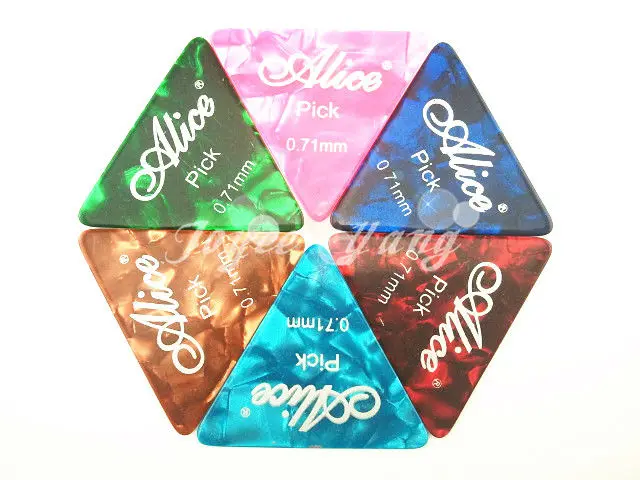 

Lots of 30pcs Alice Equilateral Triangle Pearl Celluloid Guitar Picks Plectrums 0.71mm Free Shipping