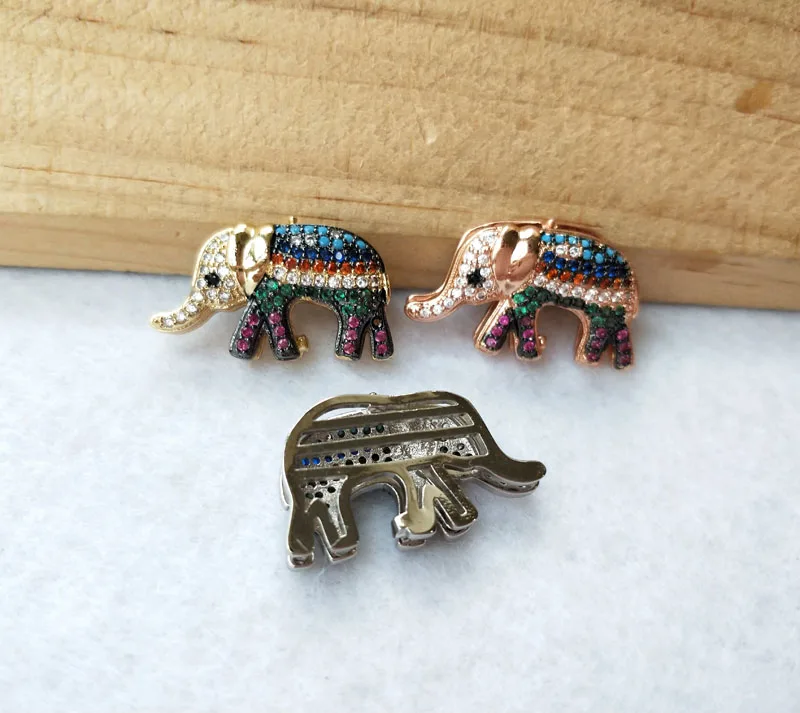 

5 Pcs Elephant Style Double Bails Connector,CZ zircon Micro pave crystal Charm,DIY Bracelet necklace Women Jewelry making CT448