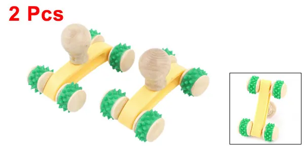 UXCELL 2 Шт. Деревянный Ручной 4 Колеса Тело Боли Роликовый Массажер Зеленый|roller