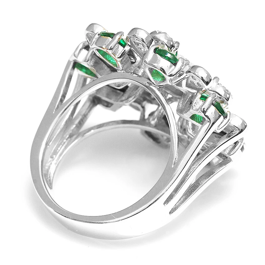 3.7ct Created Emerald Ring Pear Real Pure 925 Solid Sterling Silver Vintage Charm Luxury Jewelry For Women 2018 New Hot Sale | Украшения и