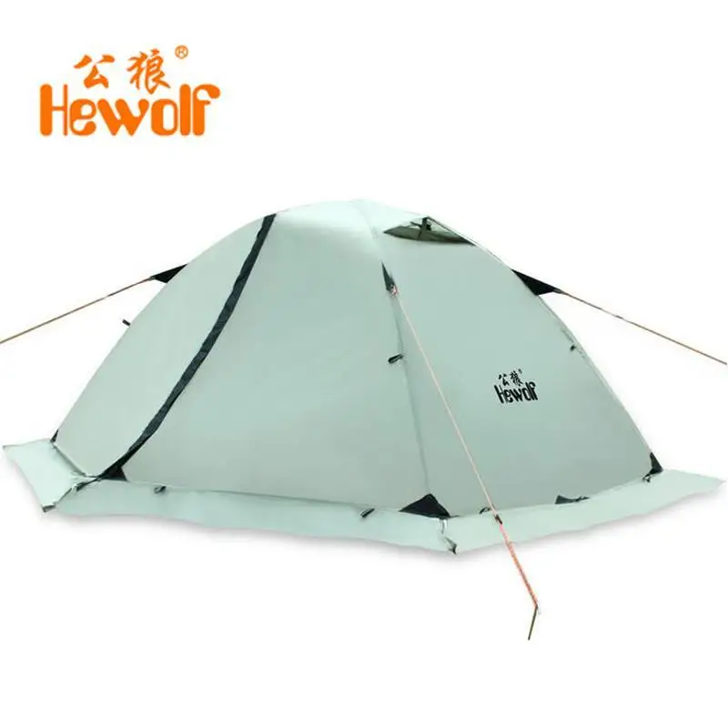 Hewolf Outdoor Four Seasons 2 Person Winterized Winter Tent Double Layer Beach Tourist Camping Tent Snow Skirt