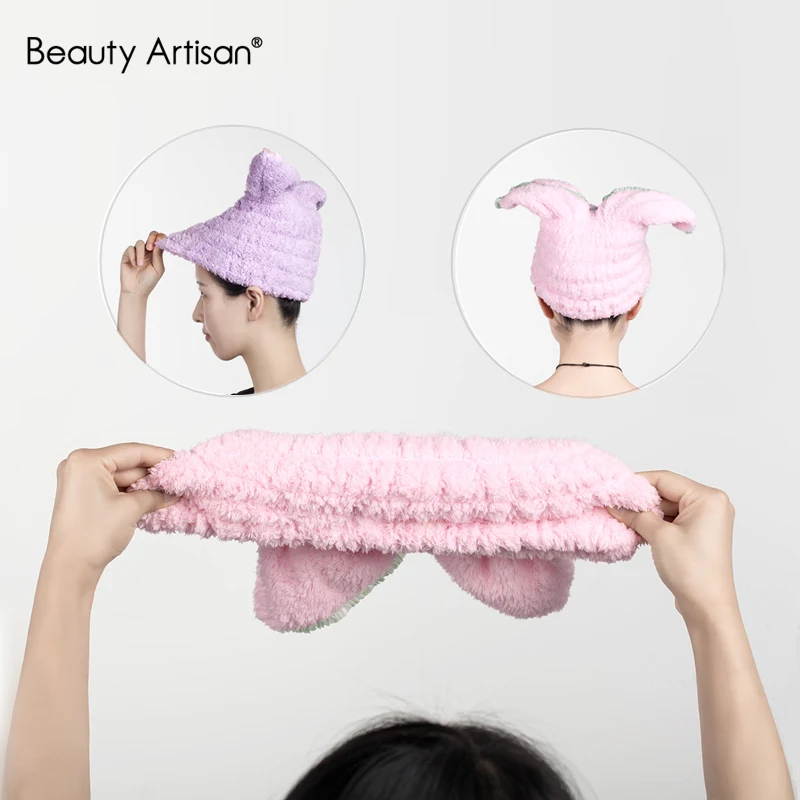 Корейская шапка для сухих волос 3 цвета супер впитывающее банное полотенце
