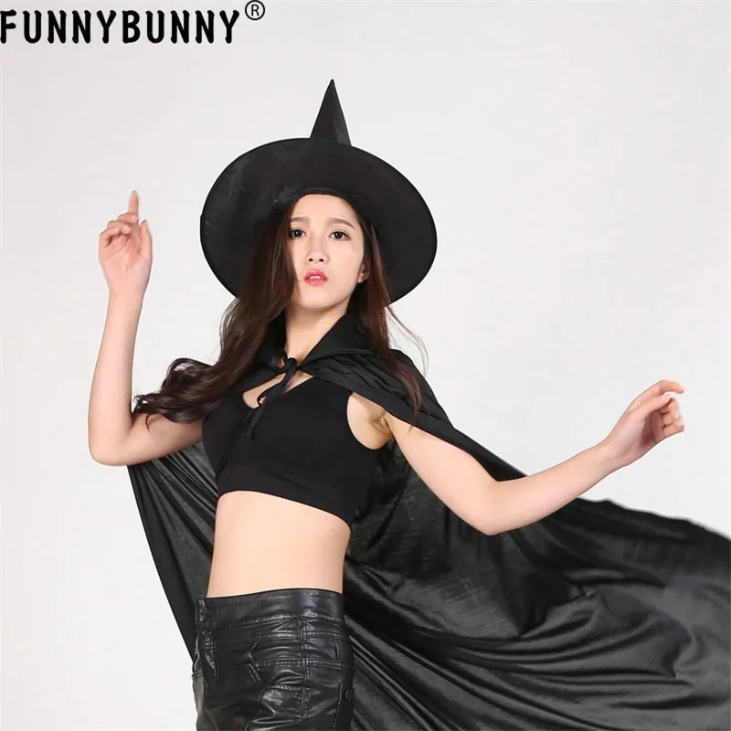 FUNNYBUNNY шляпа ведьмы Хэллоуин Для Взрослых Черная необычное платье ужас жуткий для