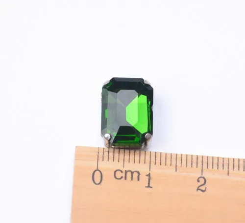 green color 10*14 мм с украшением в виде кристаллов прямоугольник 20 штук Бисер для шитья с схватка Свадебные серебряные задняя изысканный камень с металлические элементы с отверстиями - Цвет: green color