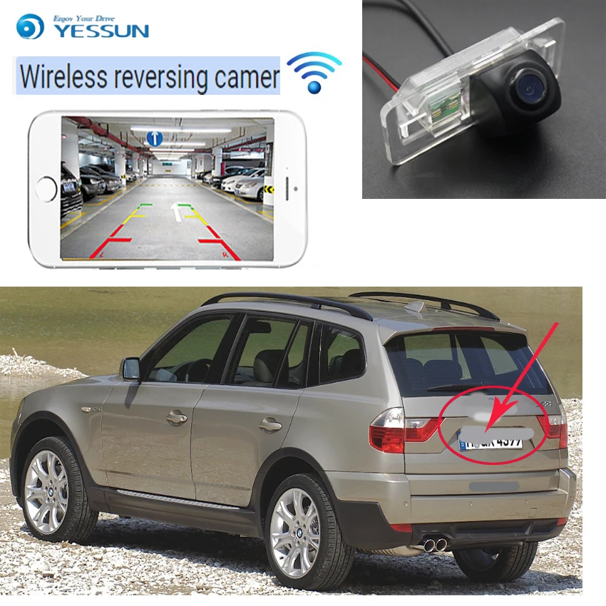 New Arrival! Car wireless backup camera For BMW X3 E83 2003~2010 Wireless link mobile phone touch screen car reversing CCD HD