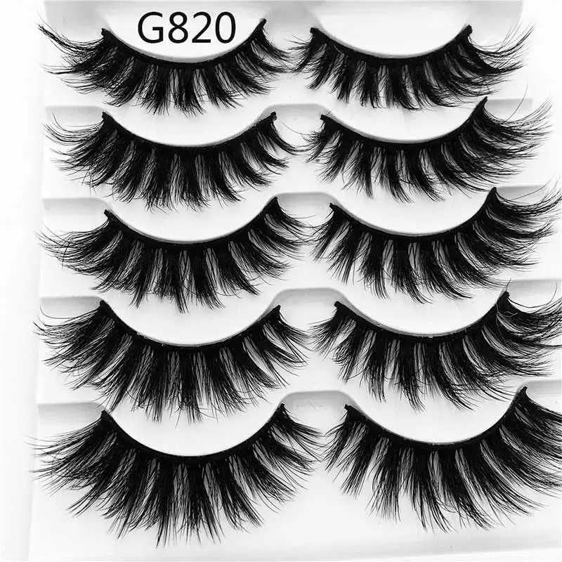 

5 Pairs 3D Faux Mink Eyelashes Natural Soft Eyelash Extension Handmade False Eyelashes Fluffy Thick Lashes Eye Makeup Tools