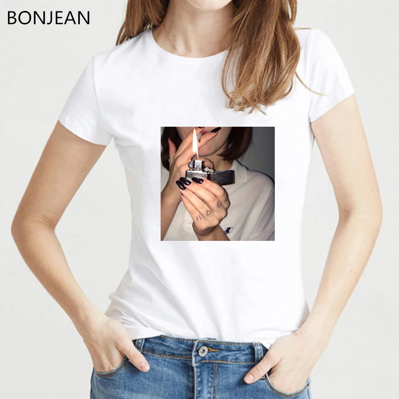 Сексуальная курительная Футболка с принтом для девушек Женская Эстетическая