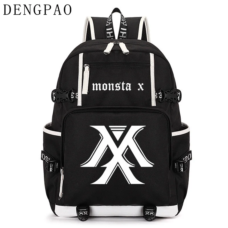 DENGPAO MONSTA X kpop рюкзак для ноутбука мужские школьные ранцы мальчиков и девочек