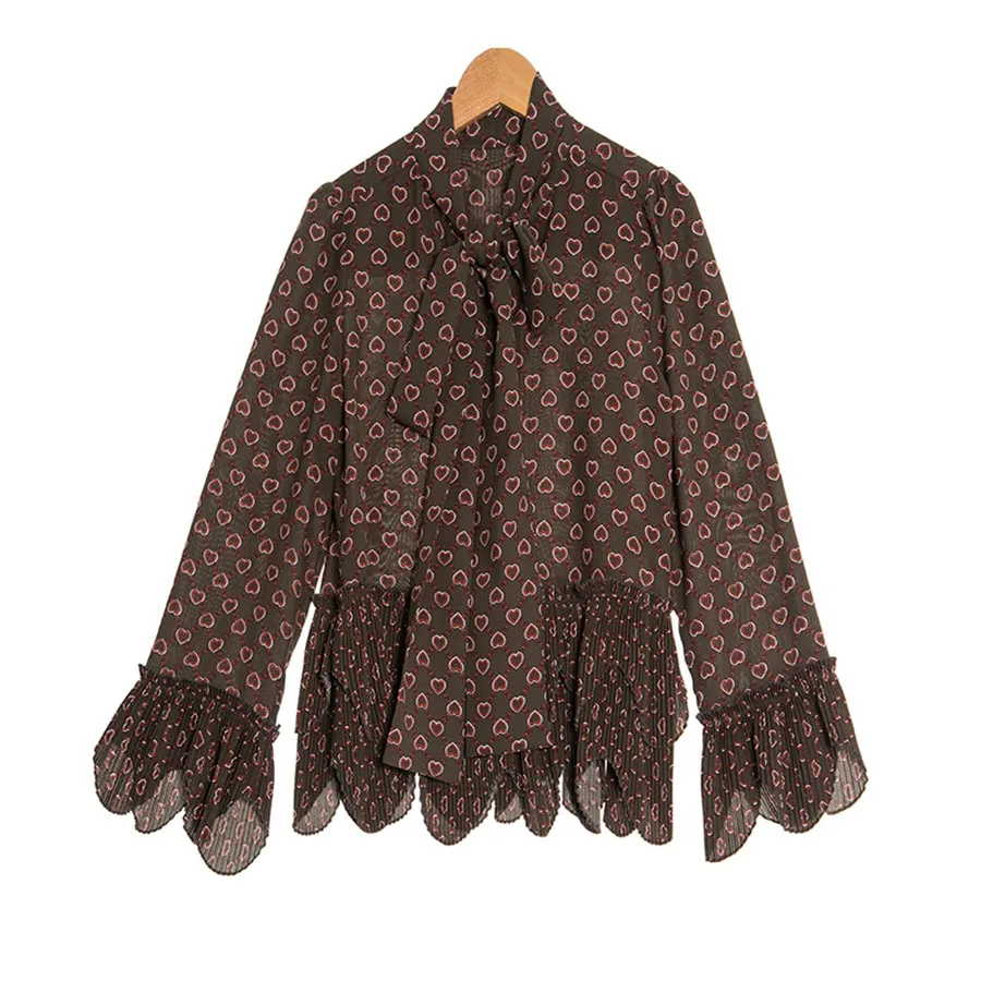 Новинка винтажные женские блузки 2018 с широкими расклешенными рукавами модный