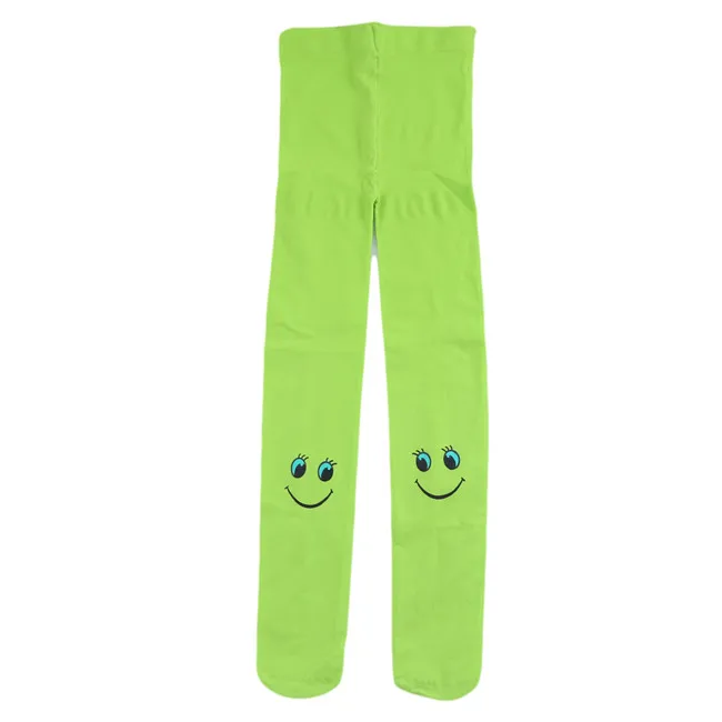 Fluorescent green Осенние детские колготки со смайликами для девочек штаны с принтом смайлика для девочек возрастом от 3 до 8 лет Детские колготки 11 цветов 904970 - Цвет: Fluorescent green