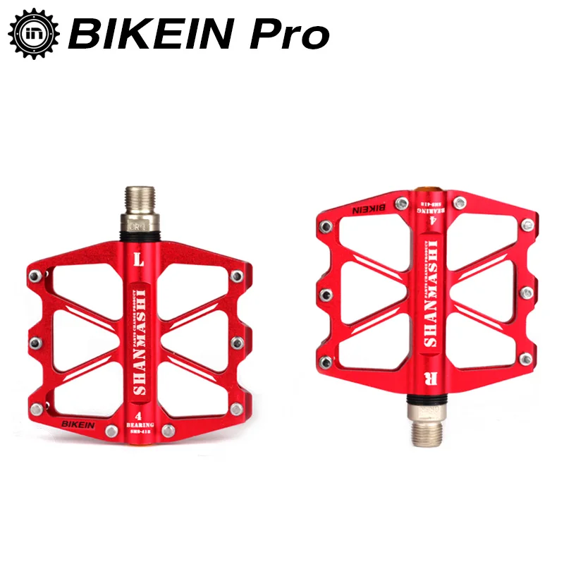 BIKEIN высокое качество 4 герметичный подшипник MTB BMX педали фрезерованные алюминиевый сплав Велоспорт педаль горного велосипеда 340 г части велосипеда 6 цветов - Цвет: Red