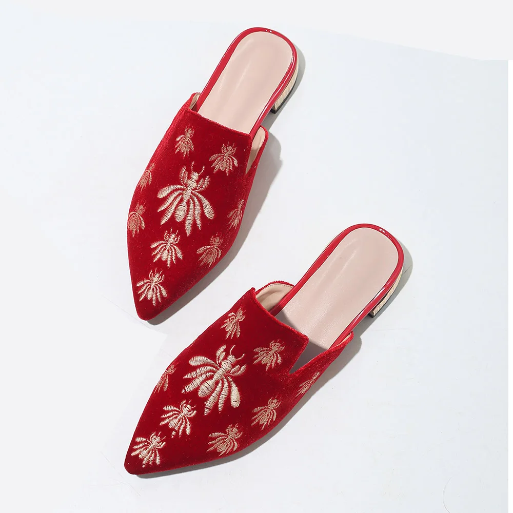 Maguidern/женские сабо сезон весна осень туфли без задника с вышивкой или пауком