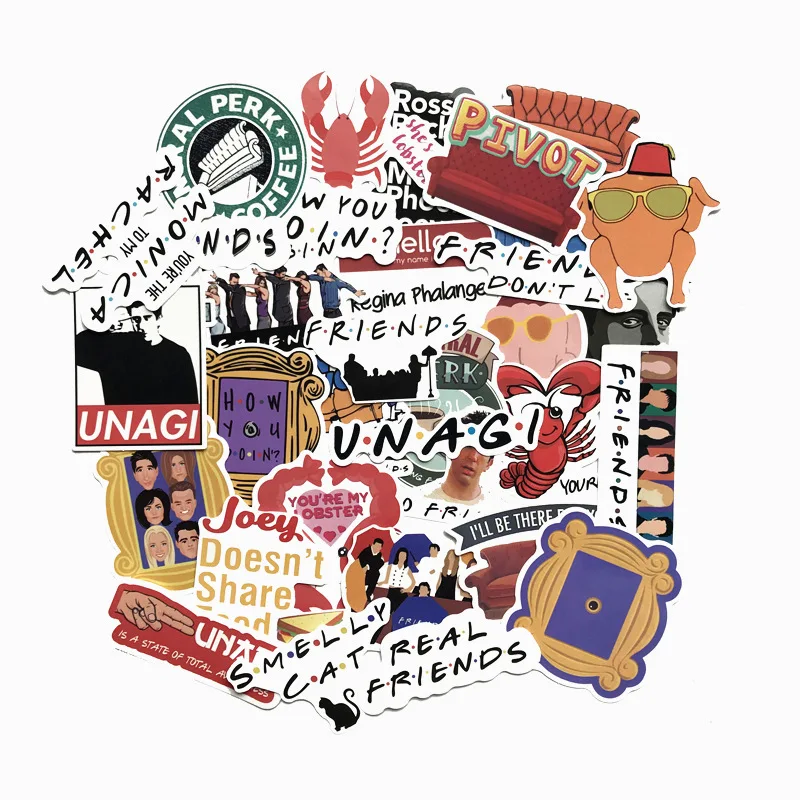 34PCS American drama friends friend stickers trolley suitcase luggage scooter graffiti sticker body | Игрушки и хобби