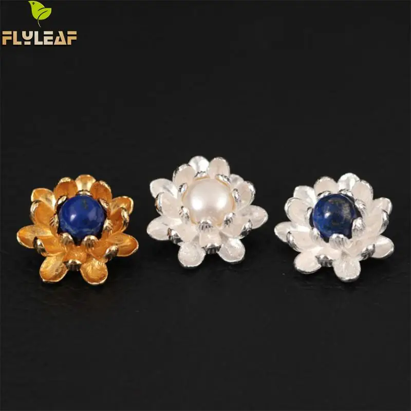 Женское ожерелье с подвеской в виде цветка лазурита Стерлинговое Серебро 925