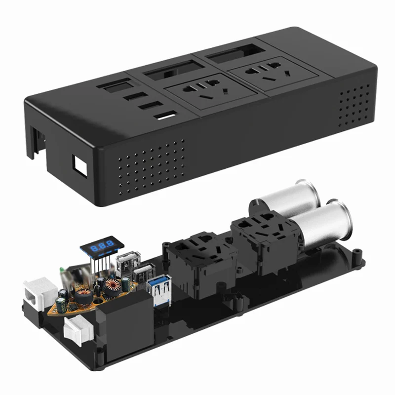 Car Portable Inverter DC 12V/24V to AC 220V 200W Power Voltage Converter With 3 USB Socket Charger Cigarette Lighter | Электроника