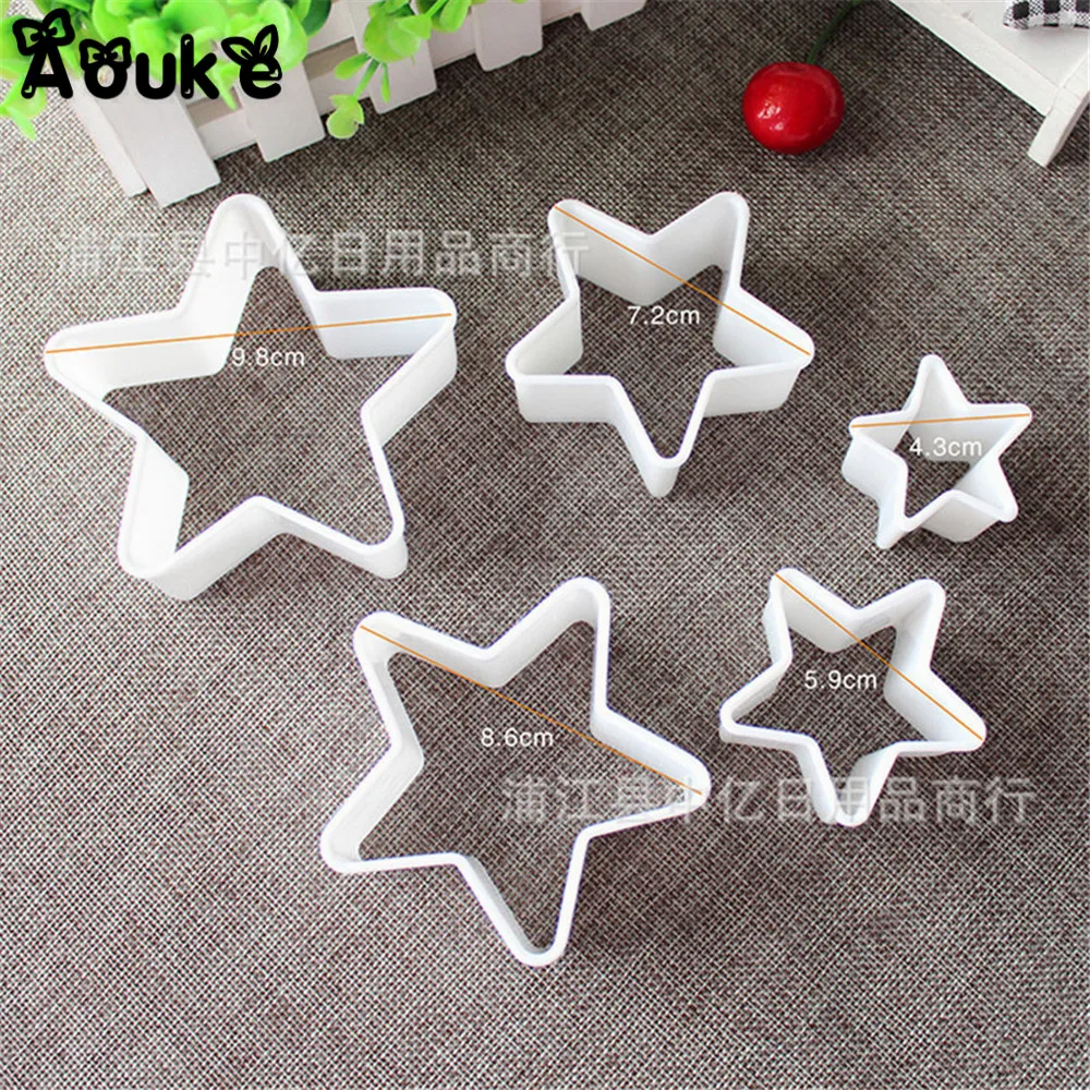 5pcs/set Five Stars Shape Cookies Fondant Plastic Molds Cutter Cake Embosser Mold Pastry Biscuits Mould DIY Kitchen Baking Tools | Дом и сад