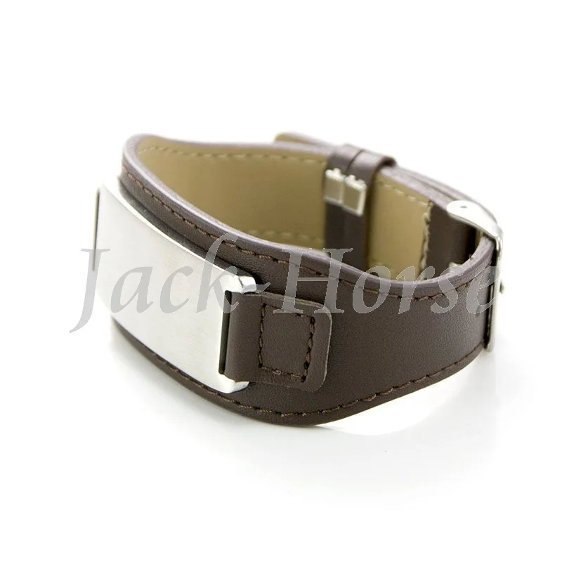 Мужской кожаный браслет из нержавеющей стали|leather bracelet|mens leather cuff braceletleather bracelets |