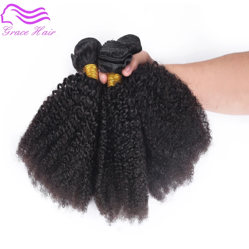 8А Перуанской Странный Вьющиеся Волосы Девственницы Благодать 3 Связки Afro Kinky