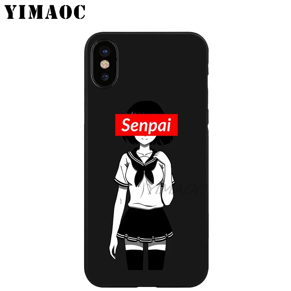 YIMAOC аниме девушка сексуальная Senpai сердце Мягкий ТПУ Черный силиконовый чехол для