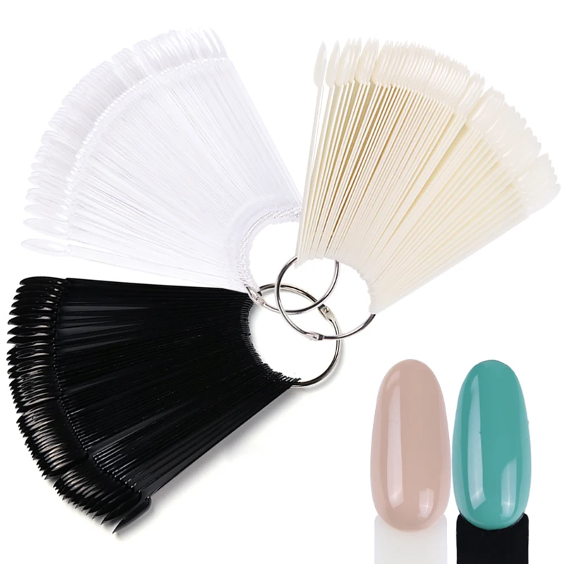 

False Nail Tips Practice Color Display Fake Nails Round Fan Board Styles Nail Art Gel Polish Tools Set Manicure Training TRA23