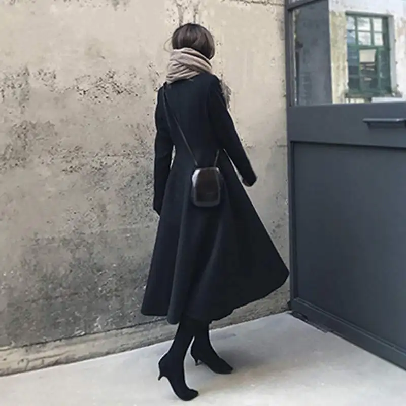 Новинка зимы 2020 Женская шерстяная куртка черного цвета модное элегантное