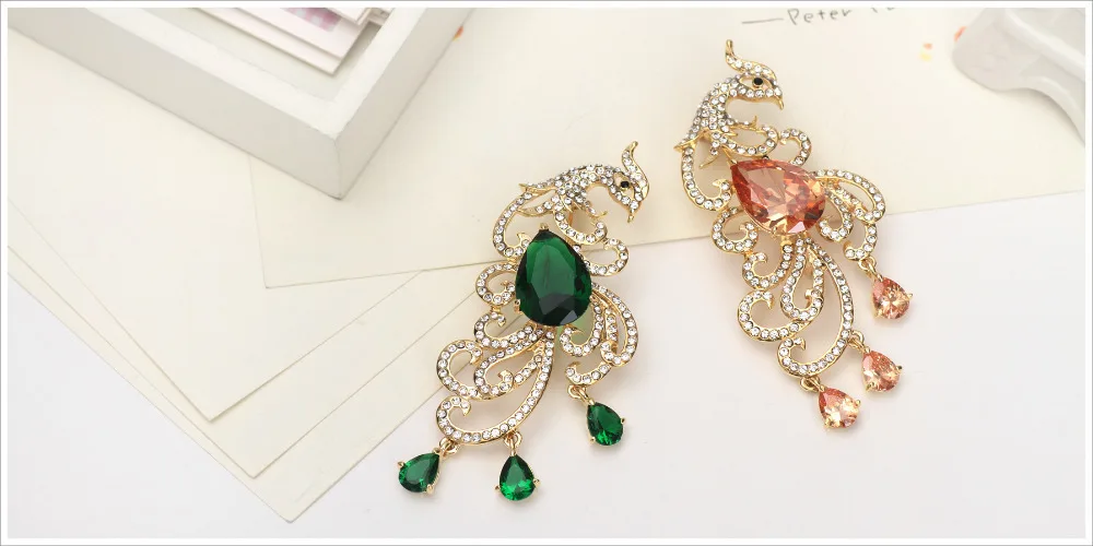 Neoglory 2020 Новое поступление Свадебные Броши в виде феникса свадебная зеленая