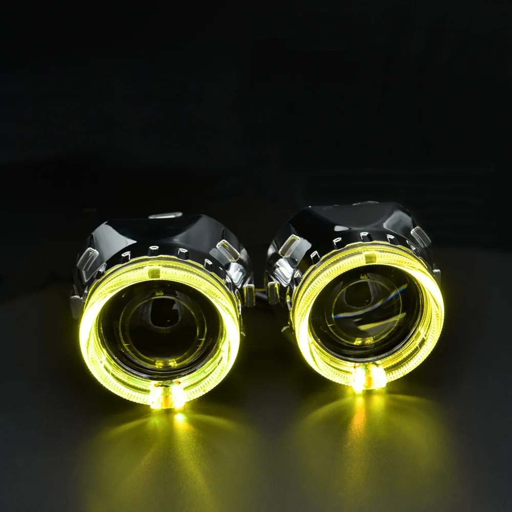 2,5 дюймов Автомобильный би ксенон hid объектив проектора с RGB приложение Bluetooth функция ангельские глазки маска лампа автомобильный комплект для сборки для H1 H4 H7