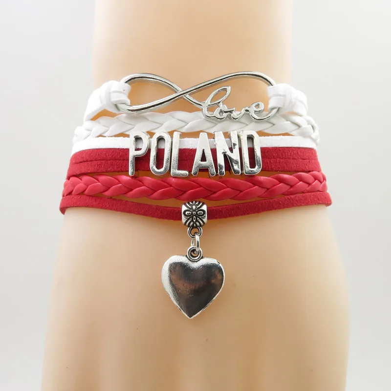 Подвеска для браслета в форме сердца infinity love poland браслеты с национальным флагом