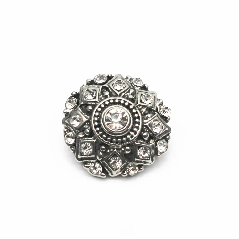 

6pcs/lot Round Flower Snap Buttons Crystal Vintage Snap Charms Fit 18mm DIY Ginger Snap Bracelets Bangle Jewelry Making