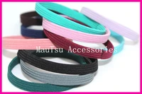 50pcs 6mm assorted colors wide flat elastic ponytail holders hair bands with glue connectionhair tieswholesalesadult