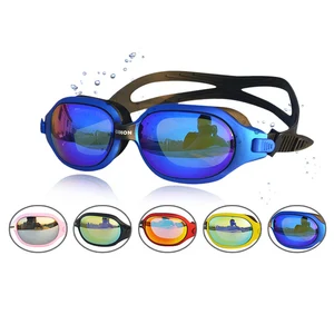 Водонепроницаемая линза с противотуманным покрытием, силиконовая прокладка, очки для плавания с УФ-защитой, с 2 швами для носа