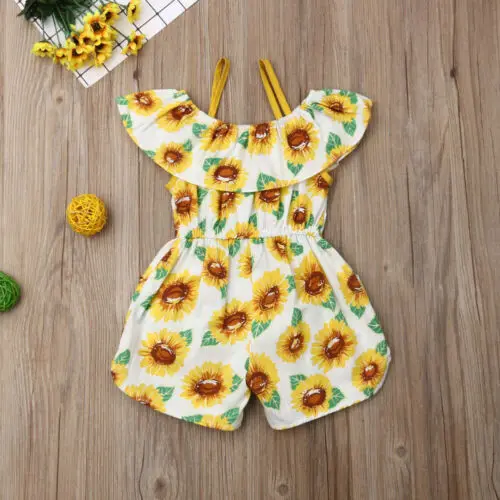 Toddler Baby Girl Clothes Sling Sunflower Romper Jumpsuit Overall Outfit Sunsuit | Мать и ребенок
